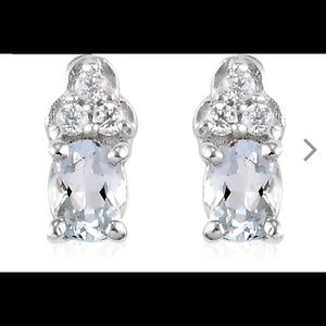 Natural Aquamarine and Zircon earrings